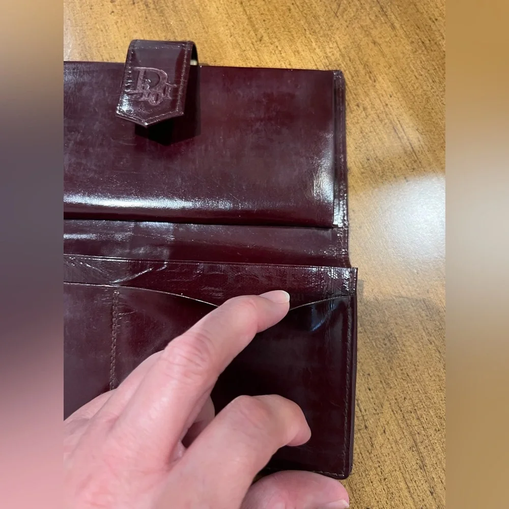 Christian Dior Burgundy Suede Wallet vintage w/ kisslock